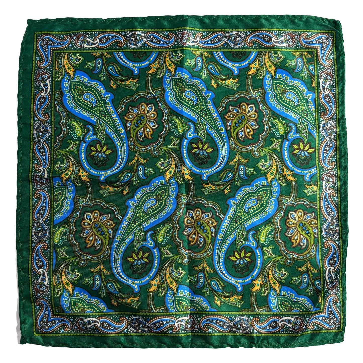 Green & Blue Paisley Pocket Square