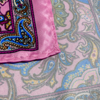 Pink & Blue Paisley Pocket Square