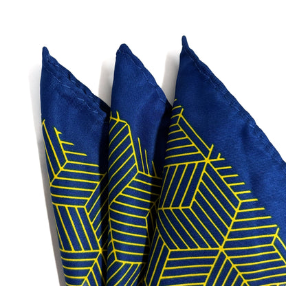 Blue & Yellow Geometric Hexagon Pocket Square