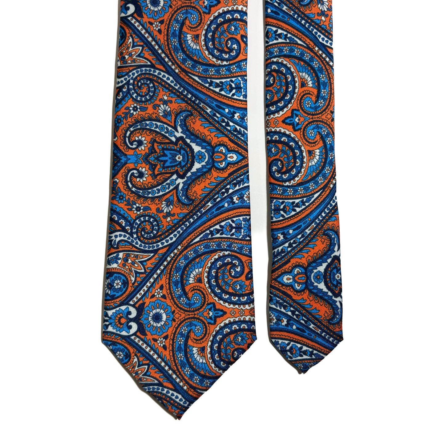 Orange & Blue Large Paisley Printed Tie