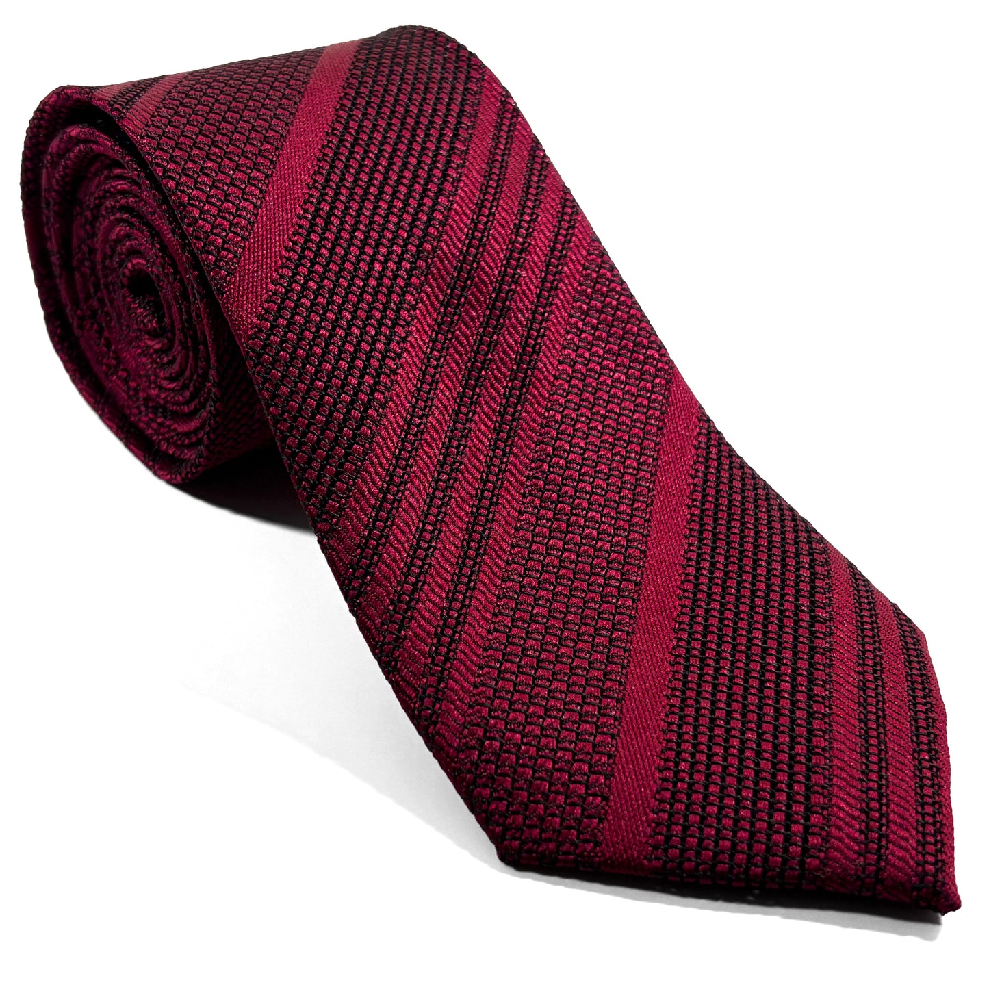 Burgundy Striped Grenadine Tie - Handmade