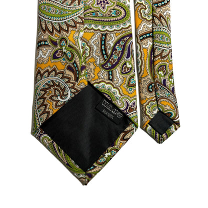 Yellow & Green Paisley Silk Tie