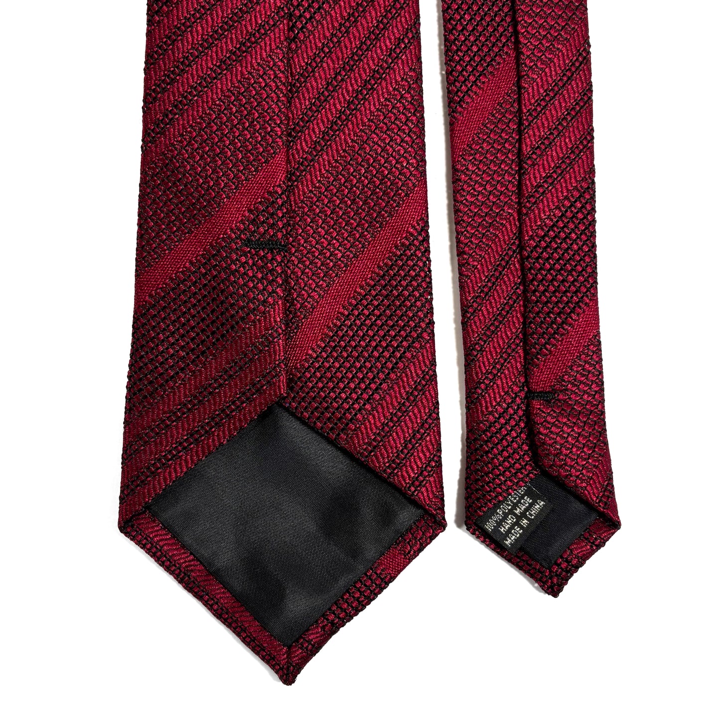 Burgundy Striped Grenadine Tie - Handmade