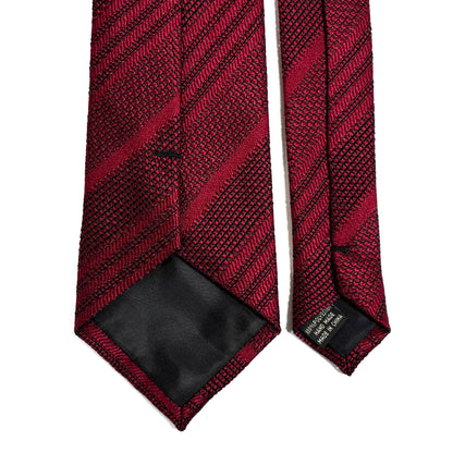 Burgundy Striped Grenadine Tie - Handmade