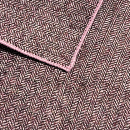 Pink Herringbone Wool Pocket Square