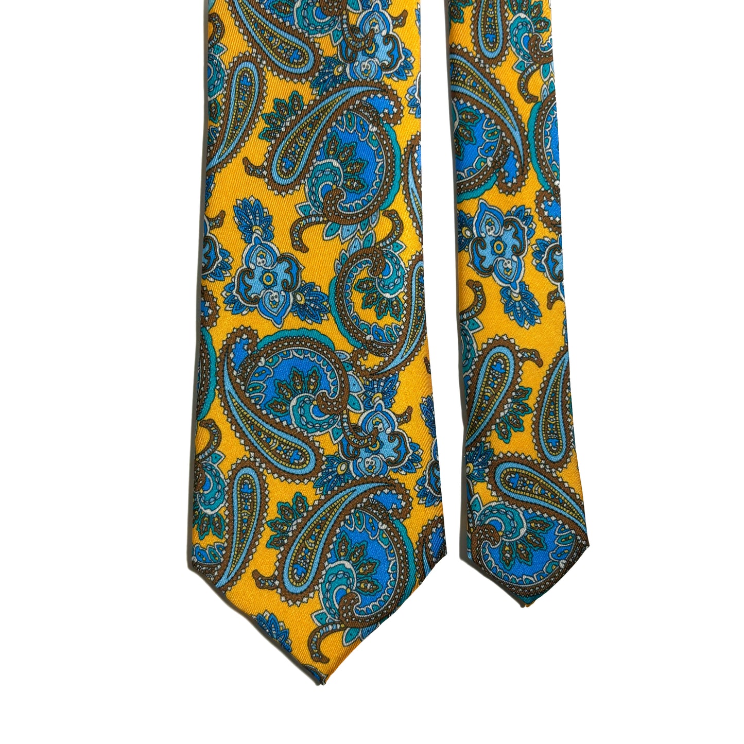 Yellow & Blue Paisley Printed Tie