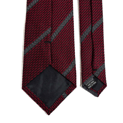 Burgundy & Charcoal Gray Striped Grenadine Tie - Handmade