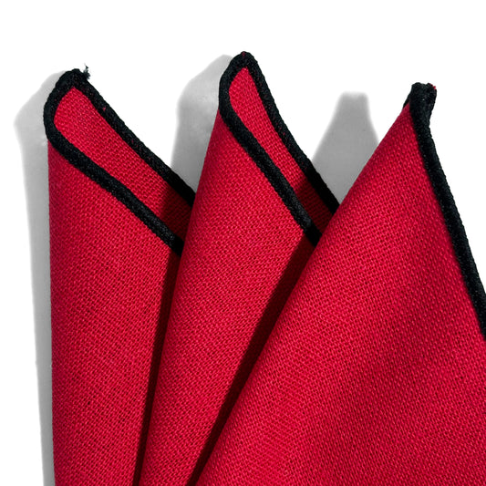 Red & Black Linen/Cotton Pocket Square