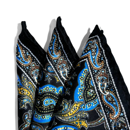 Black & Blue Paisley Pocket Square