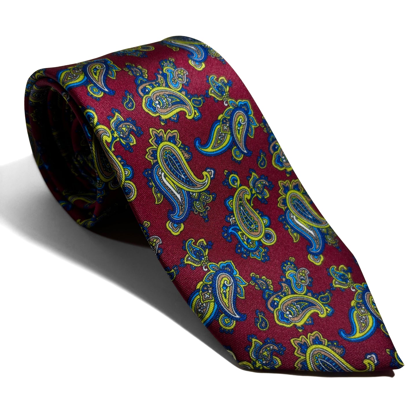 Burgundy & Green Paisley Printed Tie