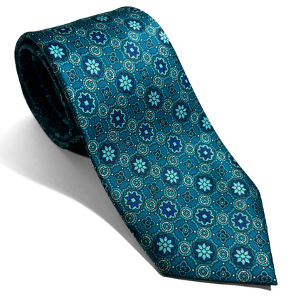 Teal Geometric Printed Tie