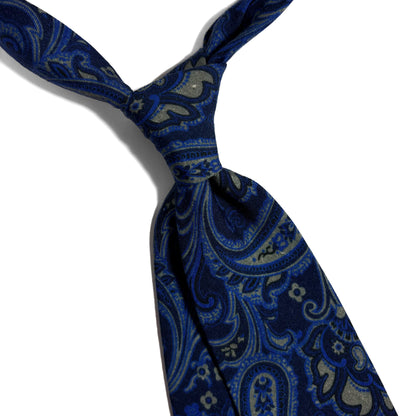 Navy Blue Paisley Wool Tie