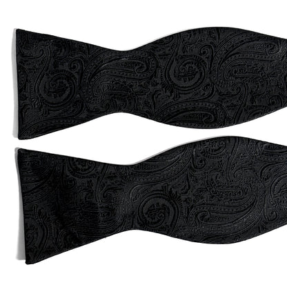 Self-Tie Black Paisley Silk Bow Tie