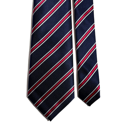 Navy Blue & Red Striped Repp Tie