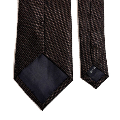 Dark Brown Silk Grenadine Tie - Handmade