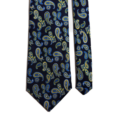 Navy Blue Paisley Silk Tie