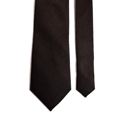 Dark Brown Silk Grenadine Tie - Handmade