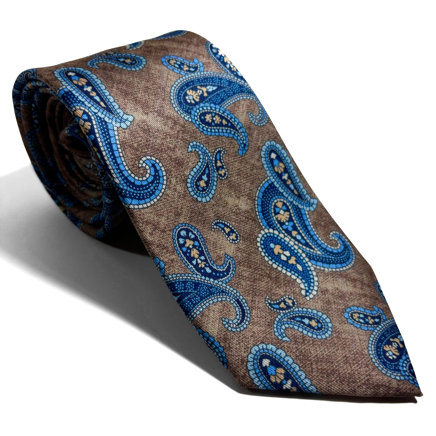 Brown & Blue Paisley Printed Tie