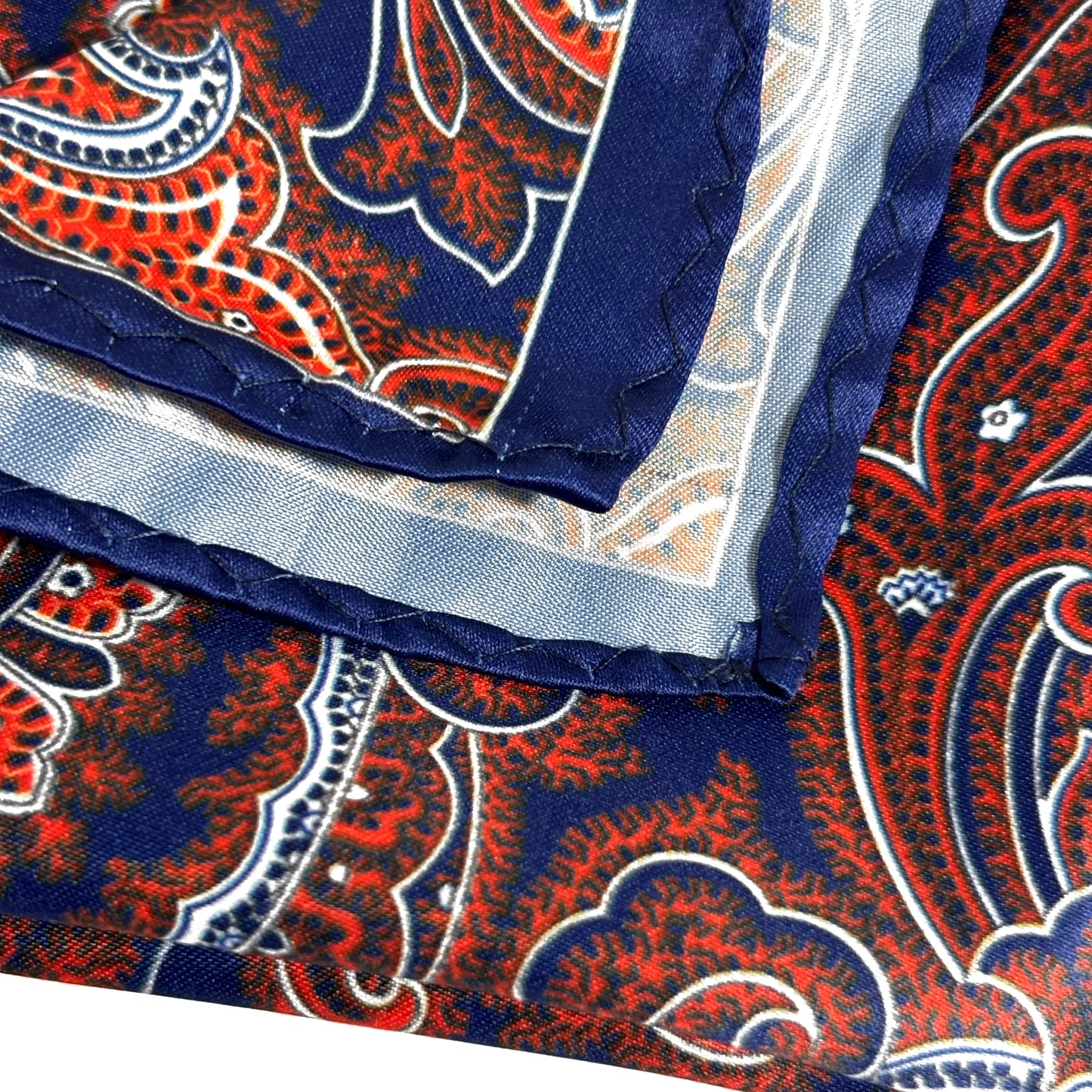 Navy Blue & Orange Paisley Pocket Square