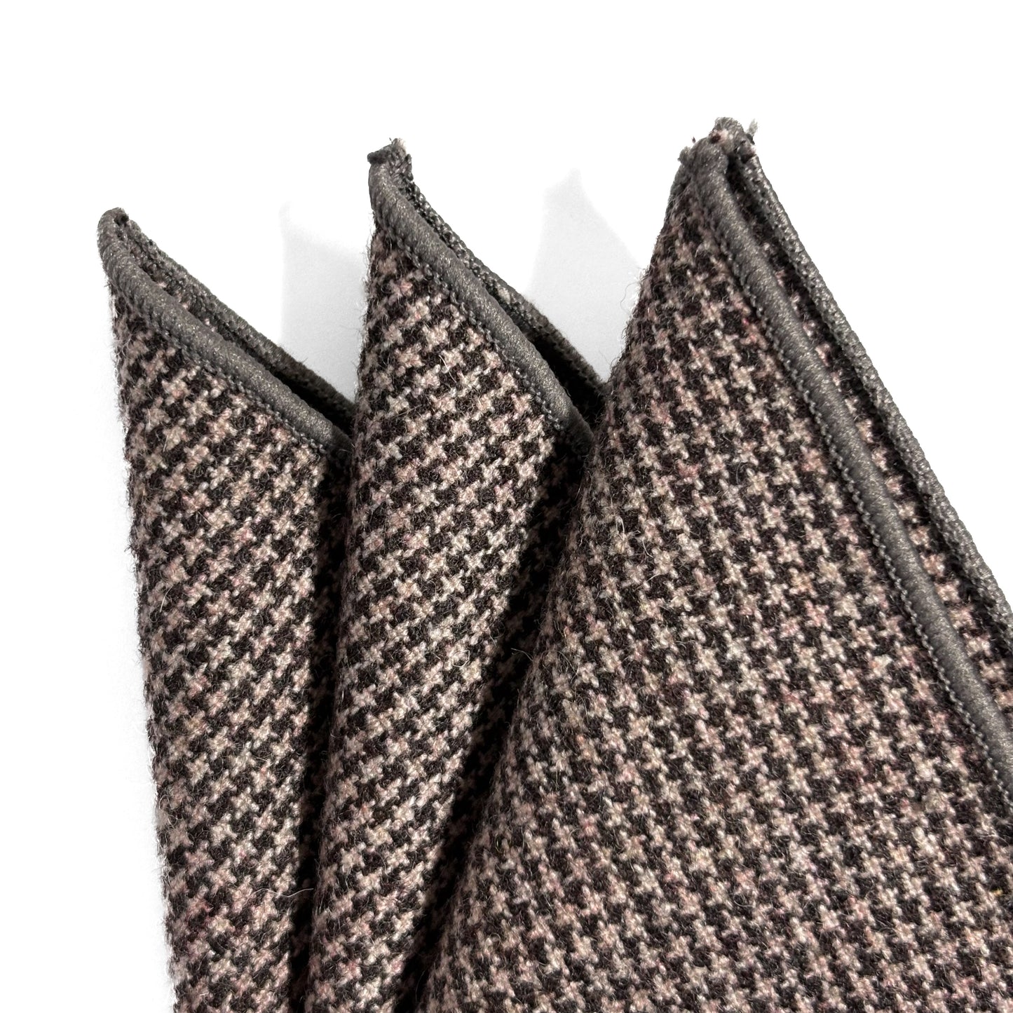 Brown Houndstooth Wool Pocket Square