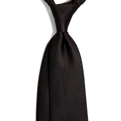 Dark Brown Silk Grenadine Tie - Handmade
