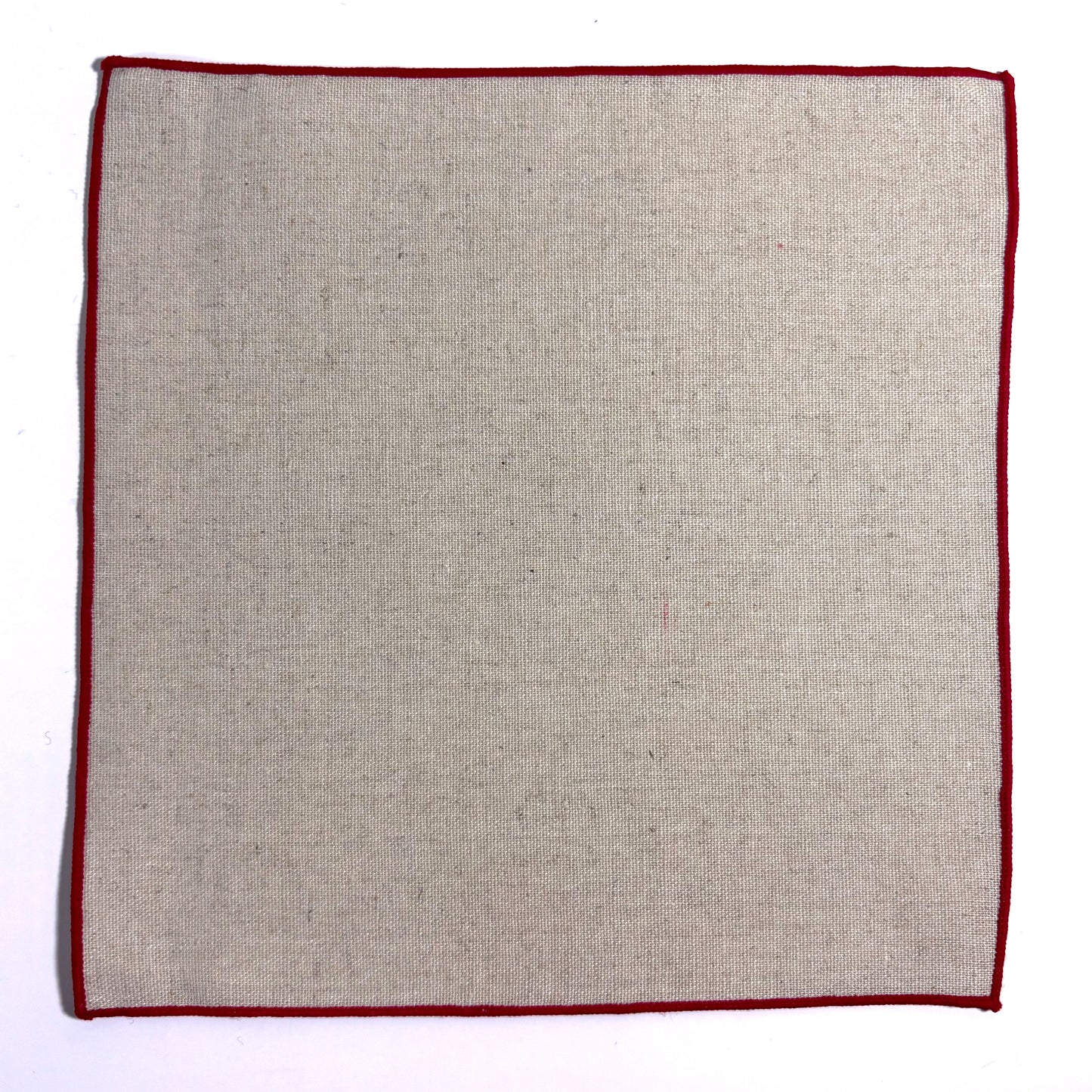 Beige & Red Linen/Cotton Pocket Square