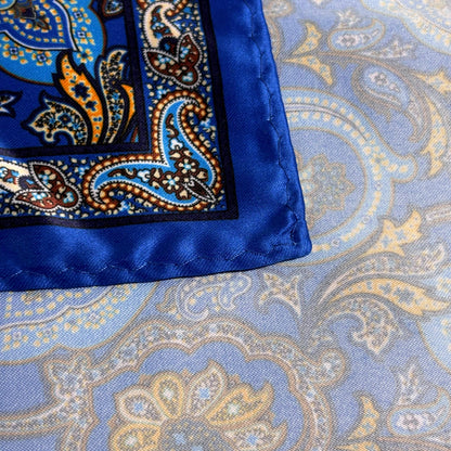 Royal Blue & Gold Paisley Pocket Square