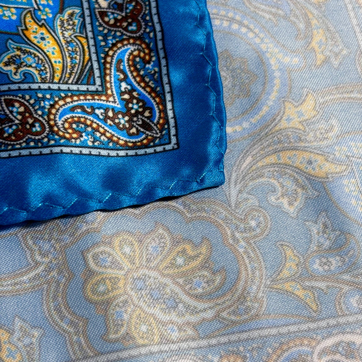 Aqua & Blue Paisley Pocket Square