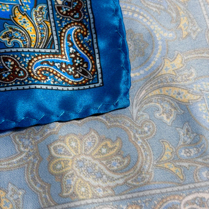 Aqua & Blue Paisley Pocket Square