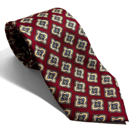 Burgundy Geometric Silk Tie