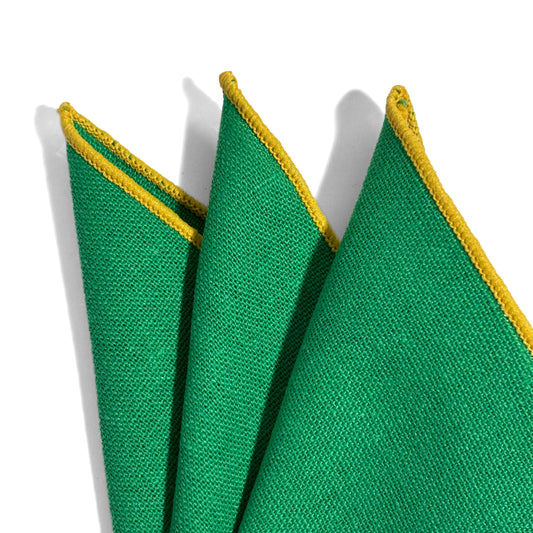 Green & Yellow Linen/Cotton Pocket Square