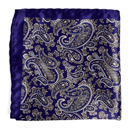 Indigo & White Paisley Pocket Square