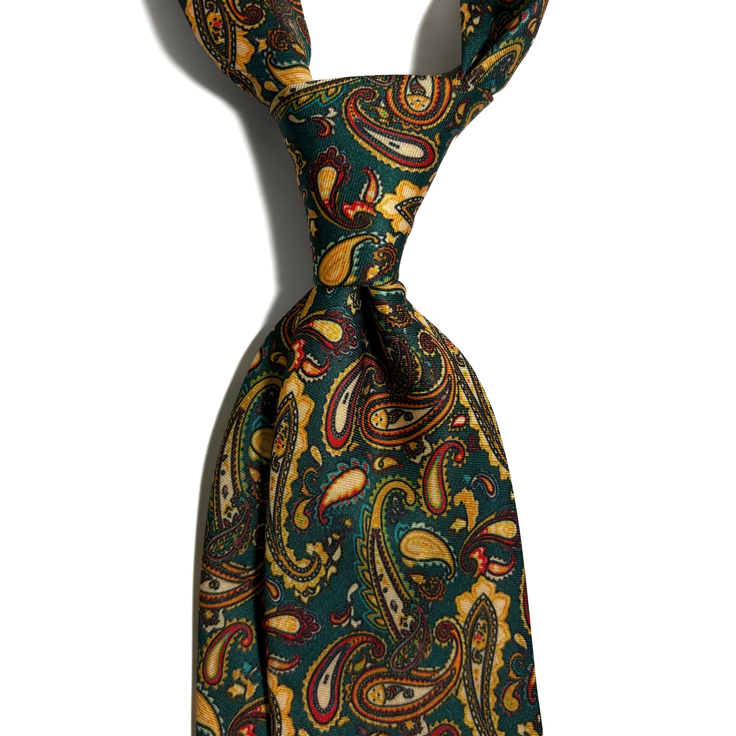 Wide Teal & Yellow Paisley Printed Tie