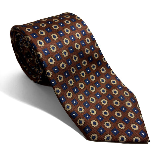 Brown Floral Printed Tie