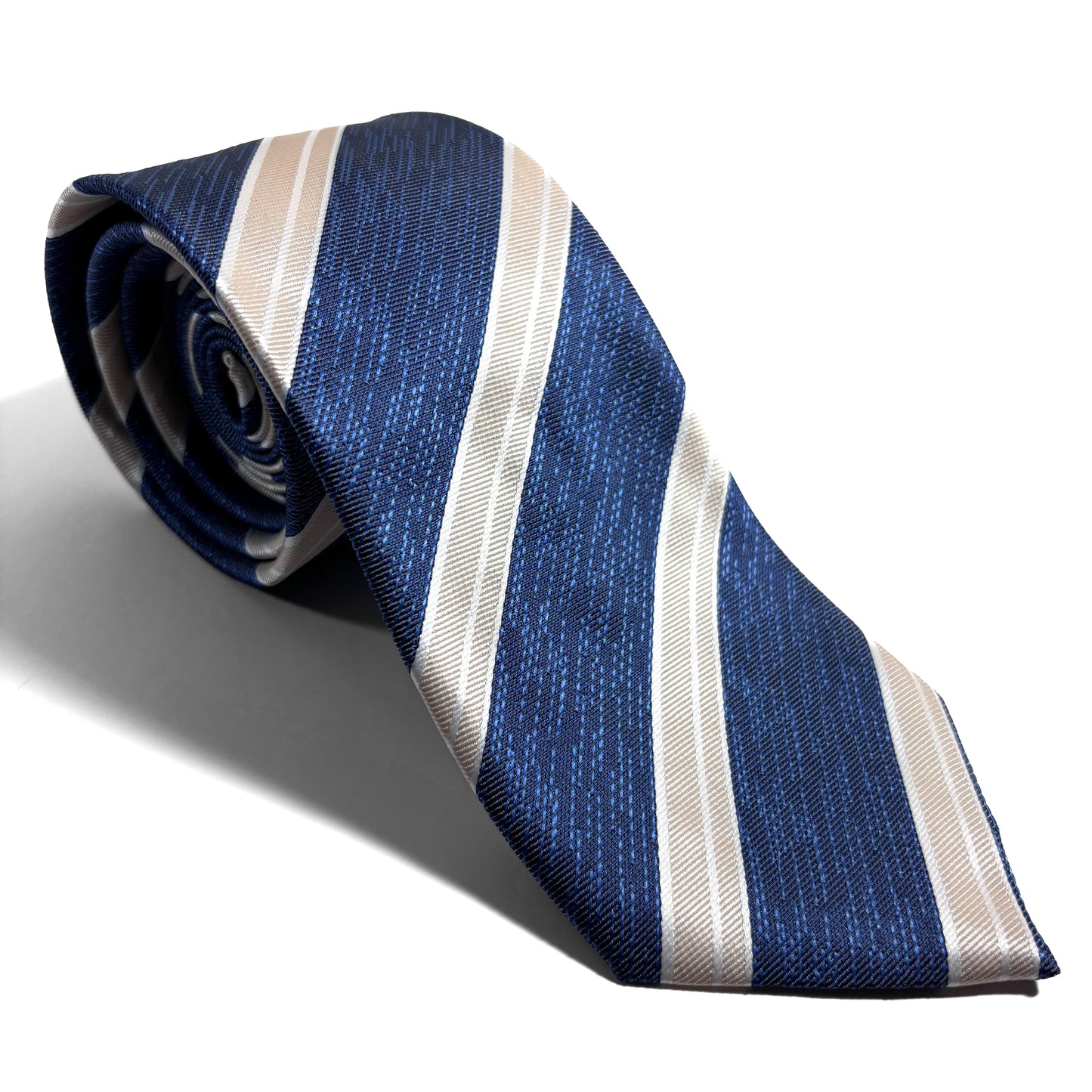 Blue & Ivory Striped Tie