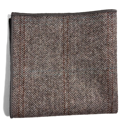 Light Brown Herringbone Wool Pocket Square