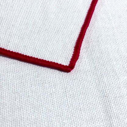 White & Red Linen/Cotton Pocket Square