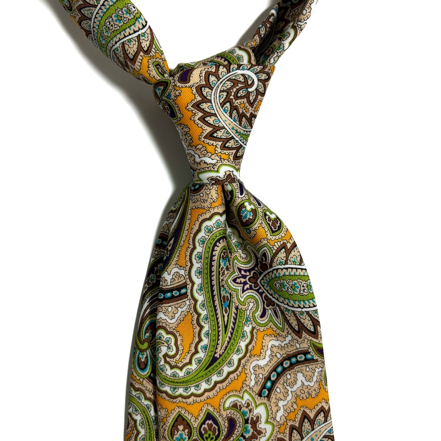 Yellow & Green Paisley Silk Tie