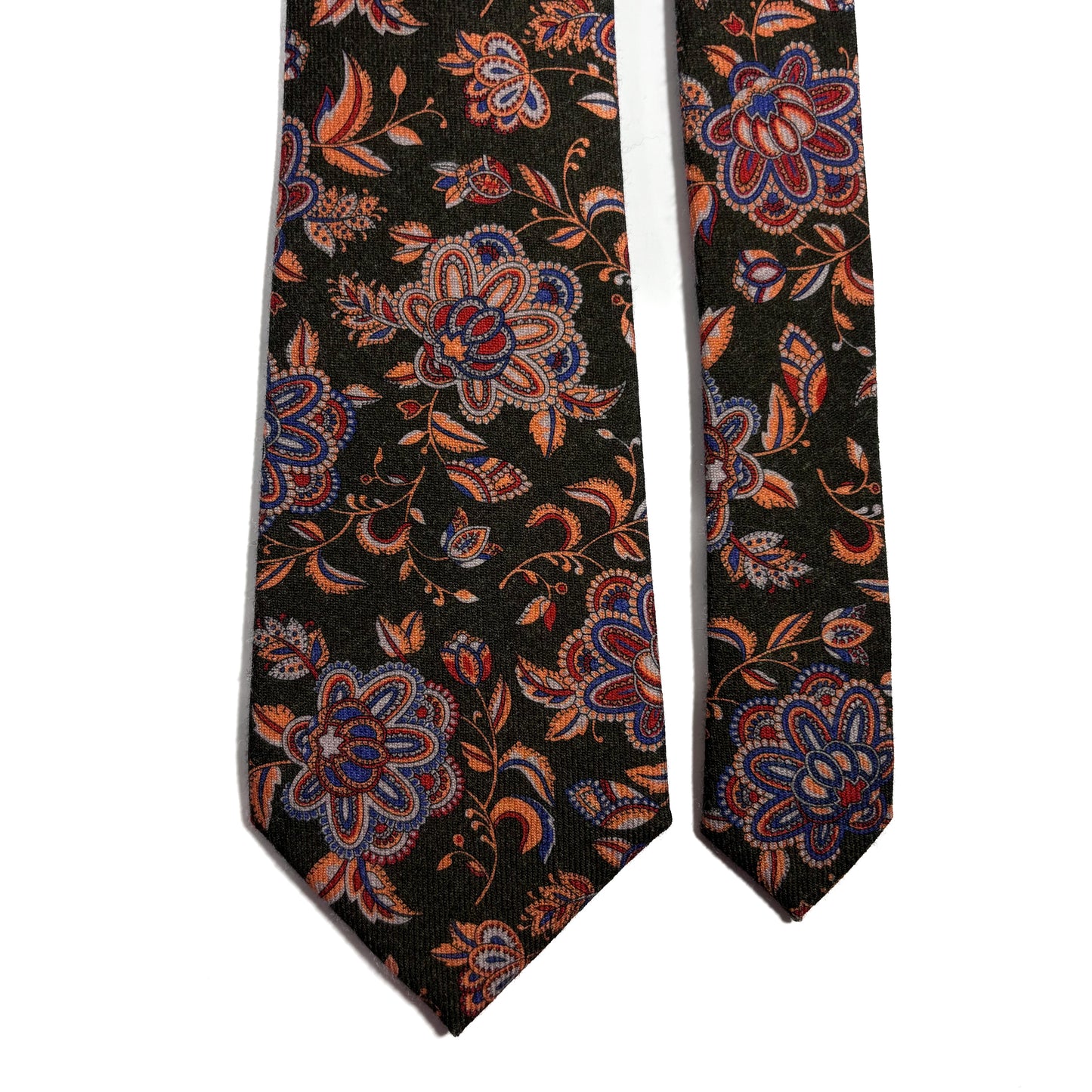 Moss Green Floral Wool Tie