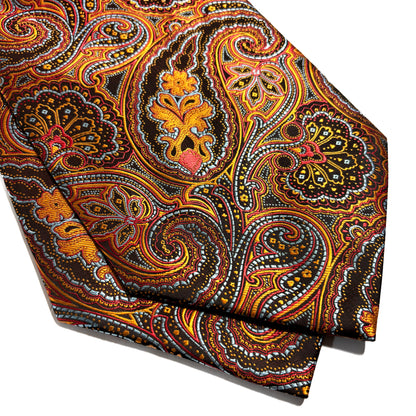 Gold & Burgundy Paisley Jacquard Cravat/Ascot