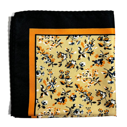 Black & Yellow Floral Pocket Square