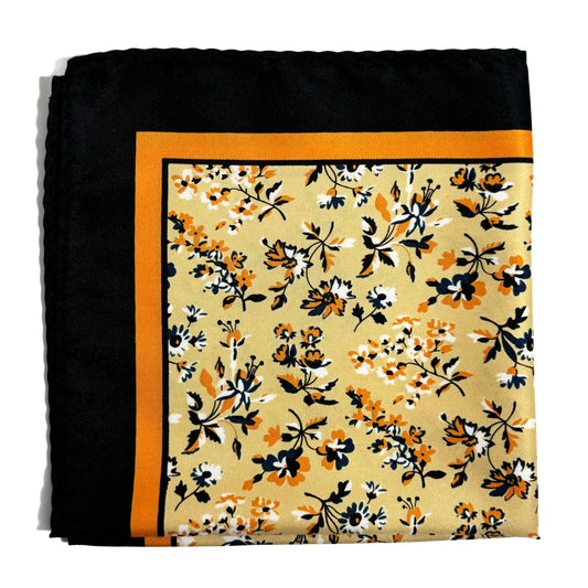 Black & Yellow Floral Pocket Square