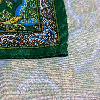 Green & Blue Paisley Pocket Square