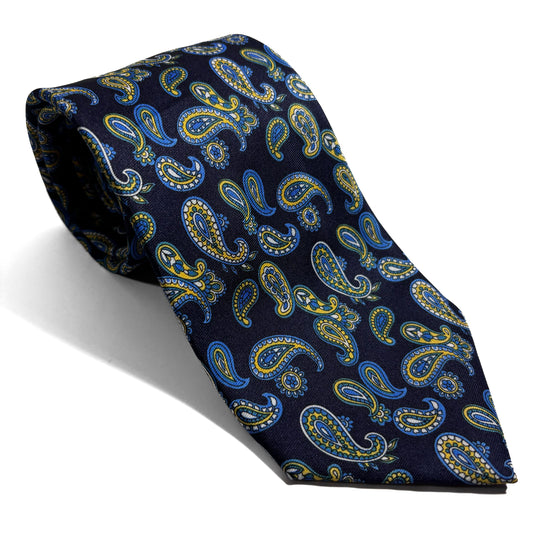 Navy Blue Paisley Silk Tie