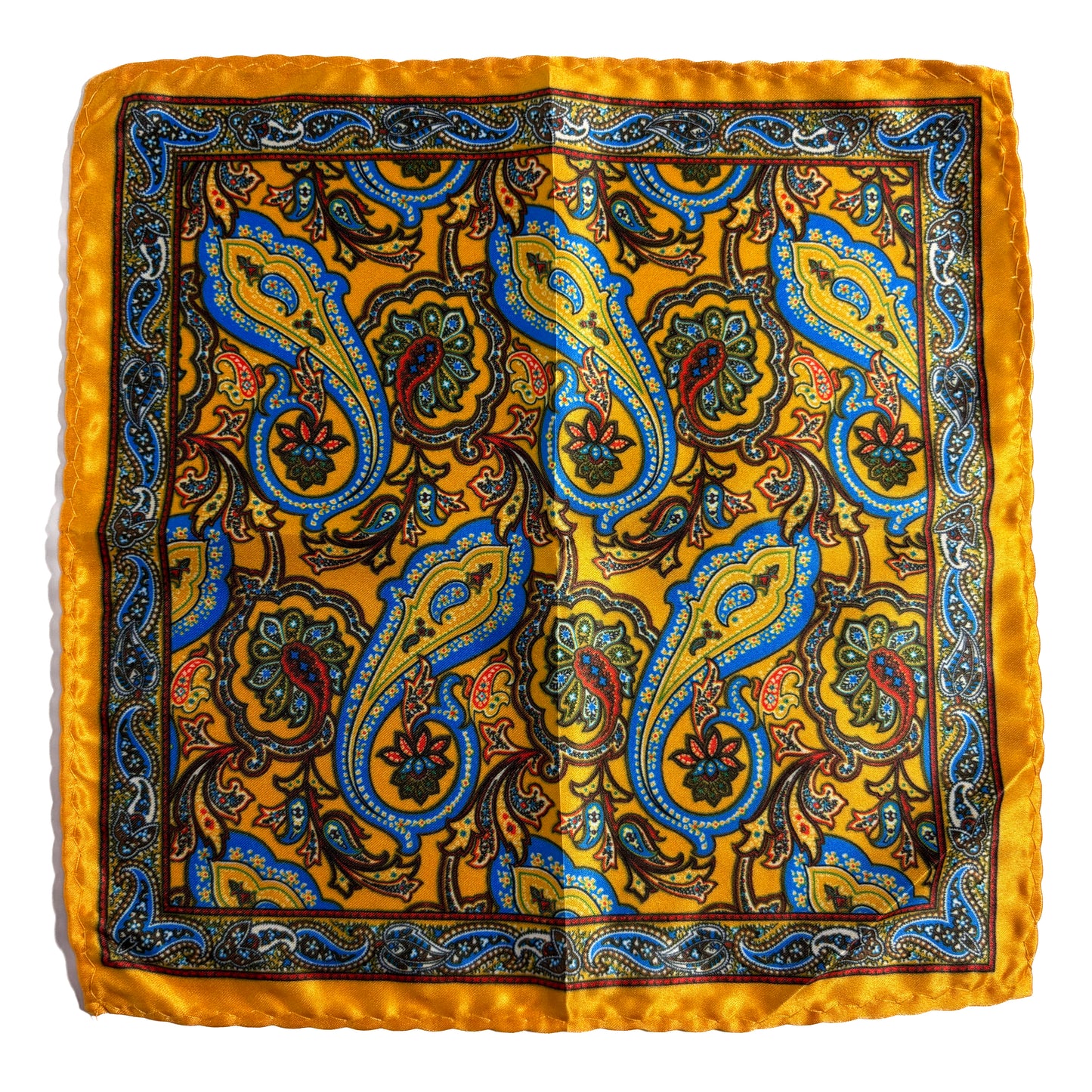 Yellow & Blue Paisley Pocket Square