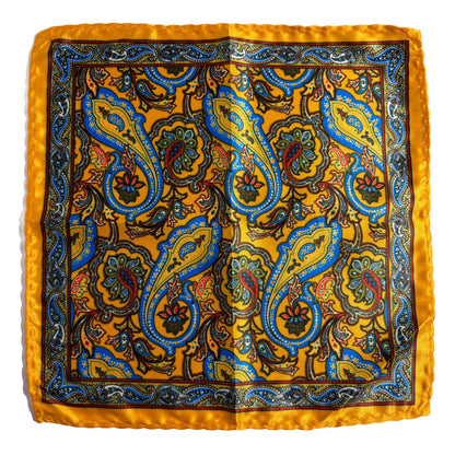 Yellow & Blue Paisley Pocket Square