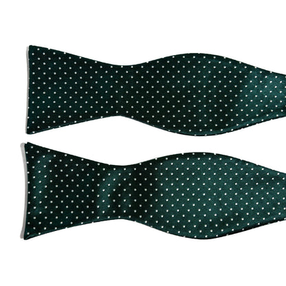 Self-Tie Green Polka Dot Silk Bow Tie