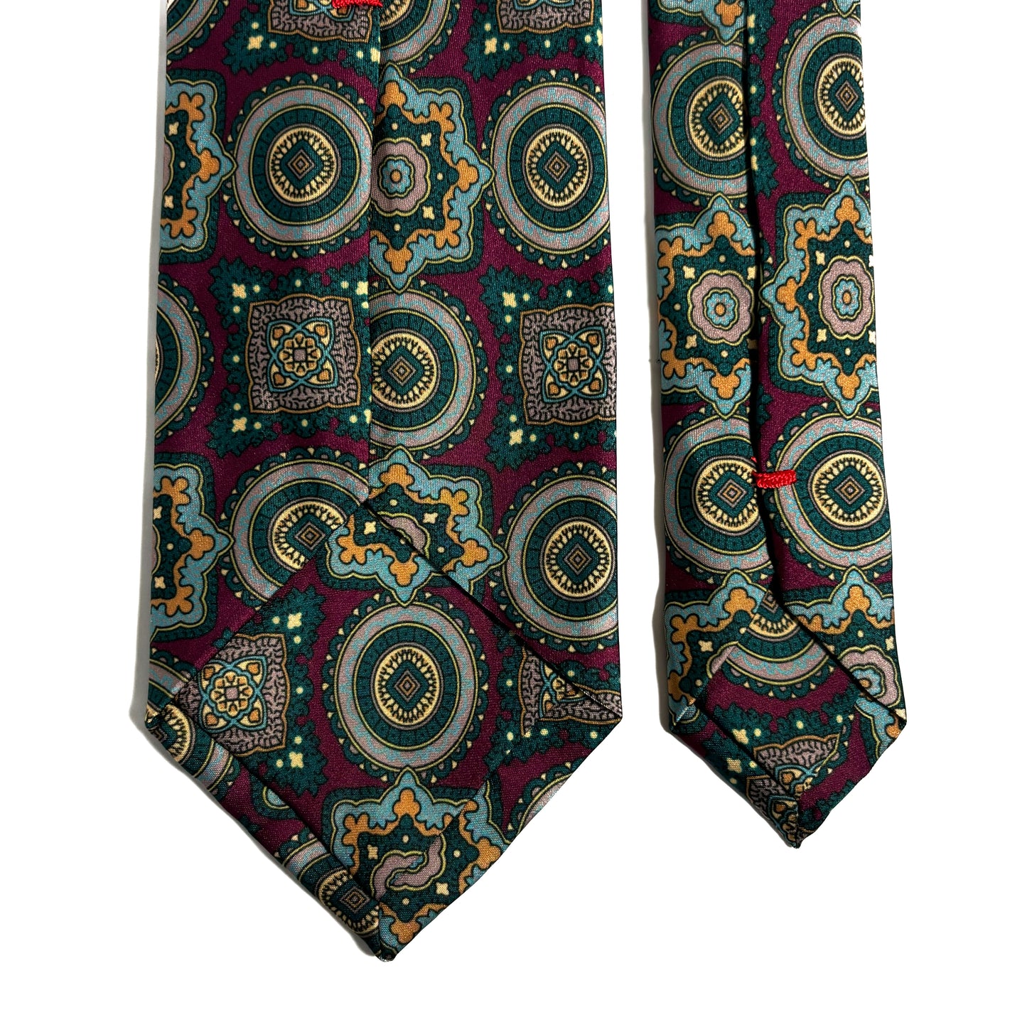 Burgundy & Green Medallion Printed Tie