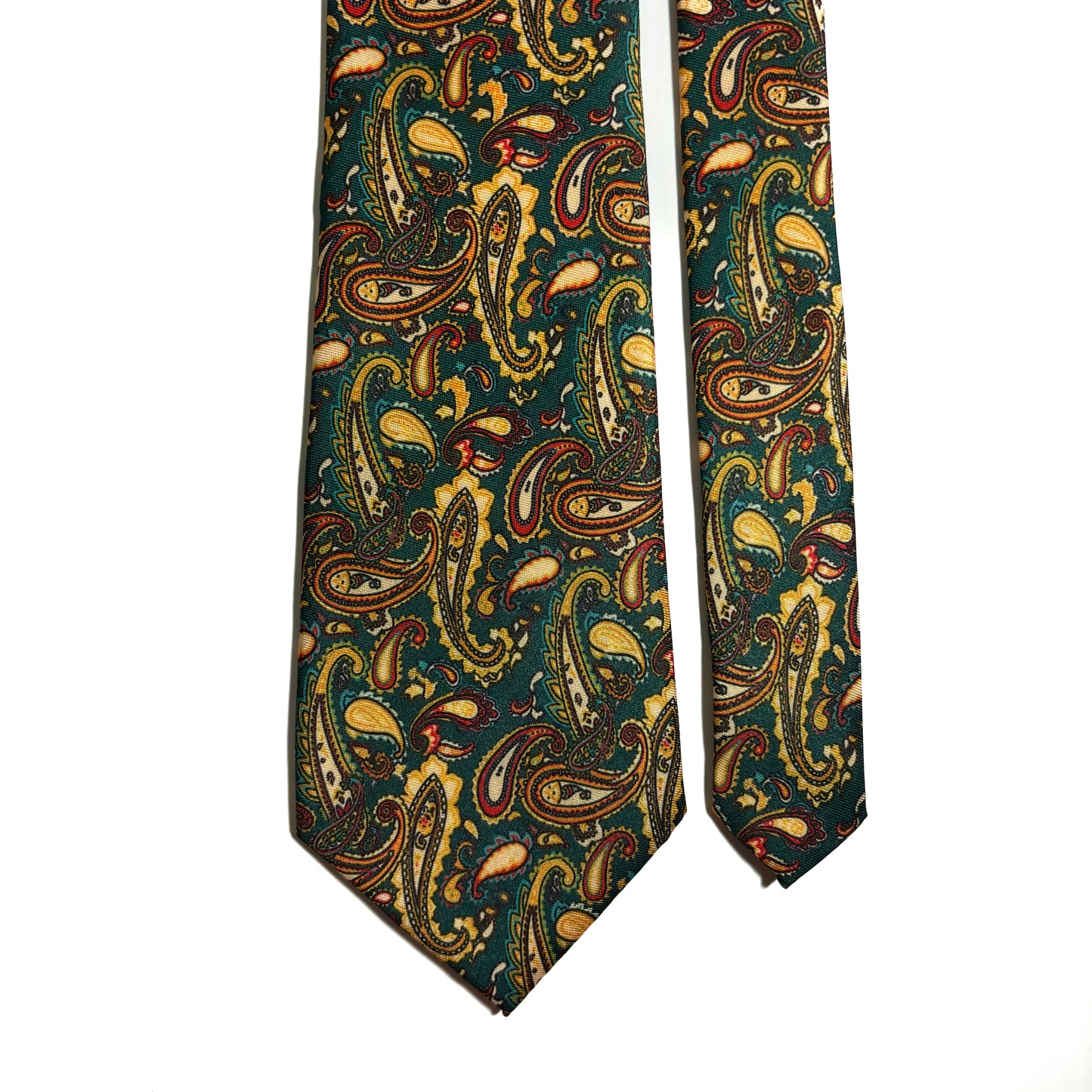 Wide Teal & Yellow Paisley Printed Tie