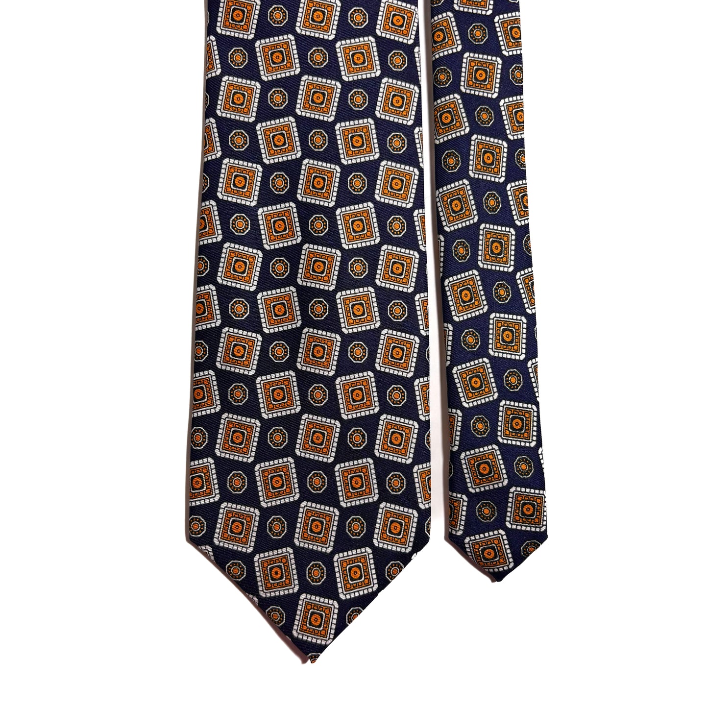 Navy Blue Falling Blocks Silk Tie